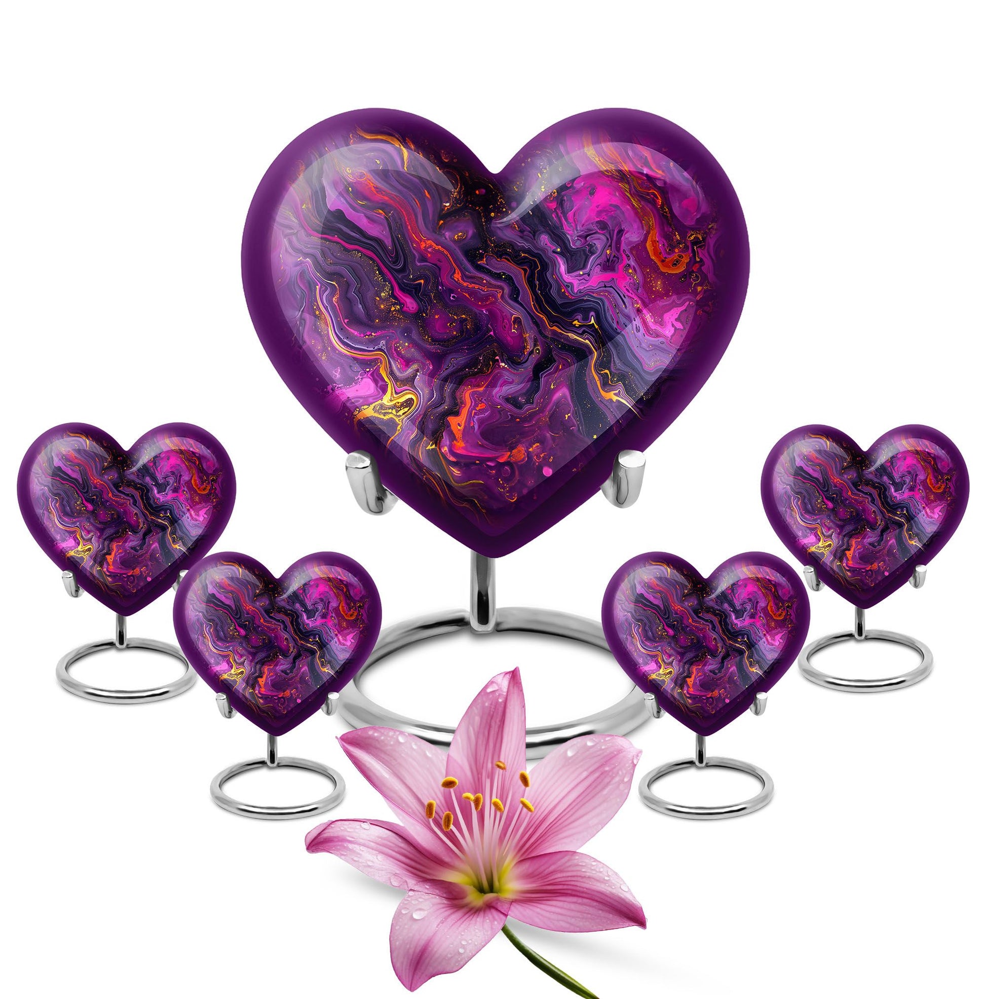 10-inch heart-shaped abstract urn made of aluminium