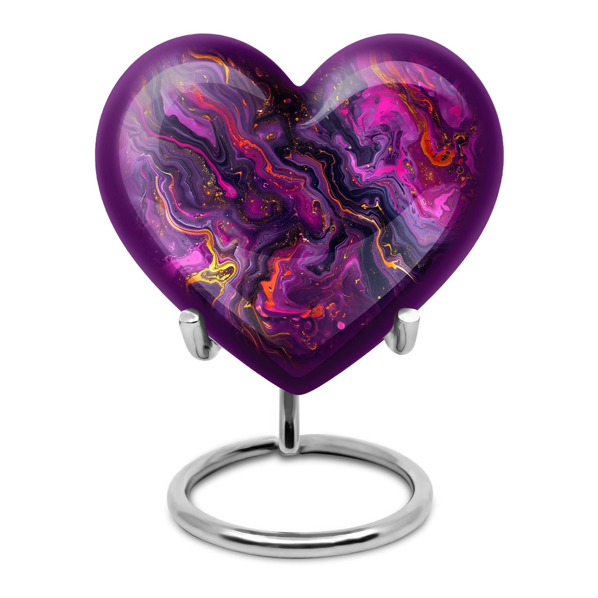 10-inch heart-shaped abstract urn made of aluminium