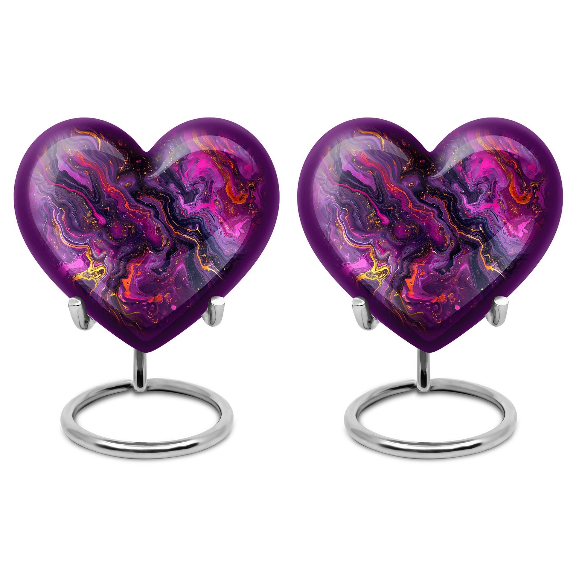 10-inch heart-shaped abstract urn made of aluminium