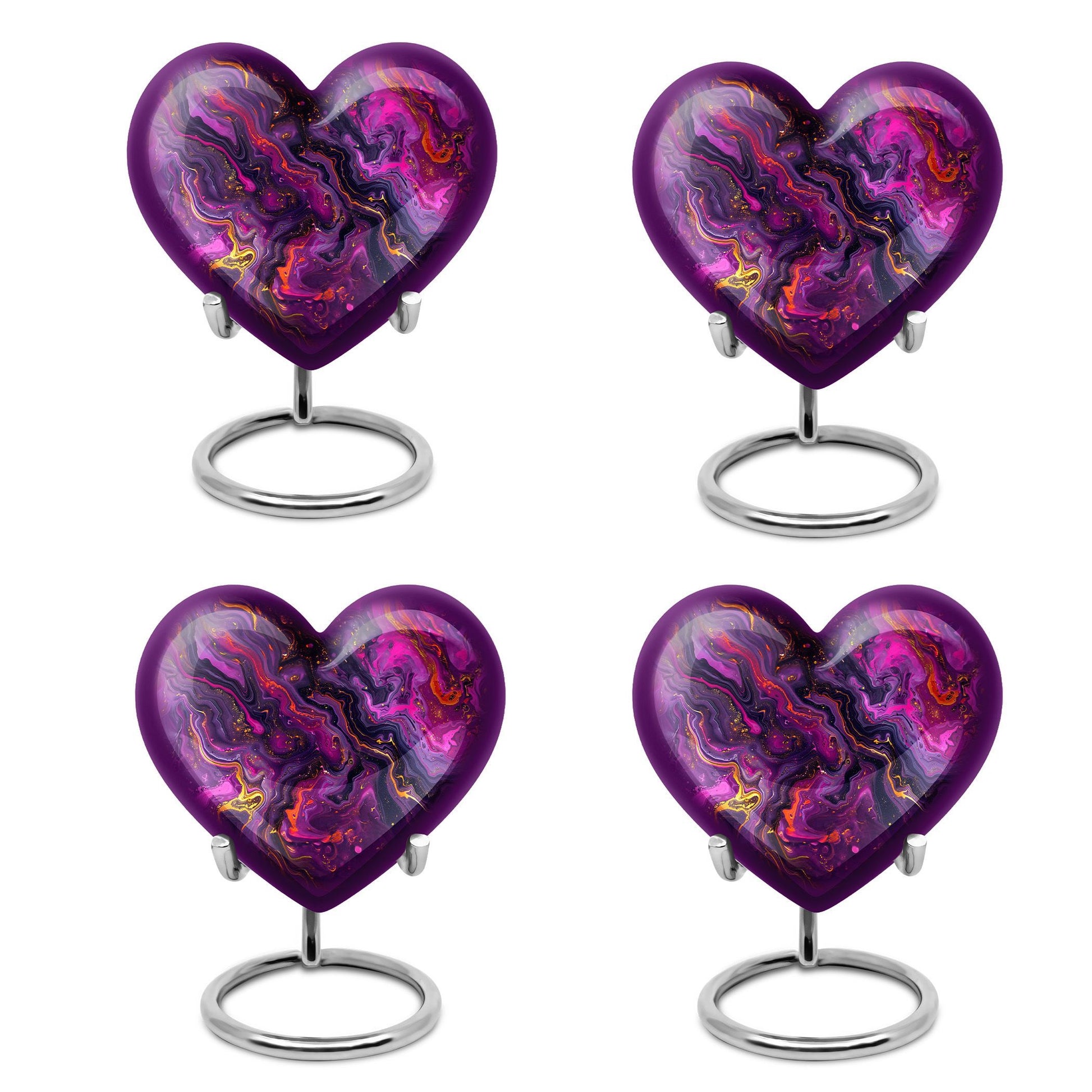 10-inch heart-shaped abstract urn made of aluminium