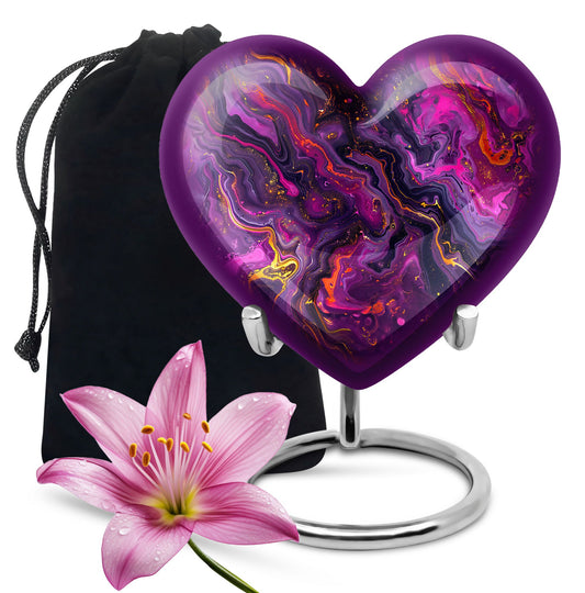 10-inch heart-shaped abstract urn made of aluminium