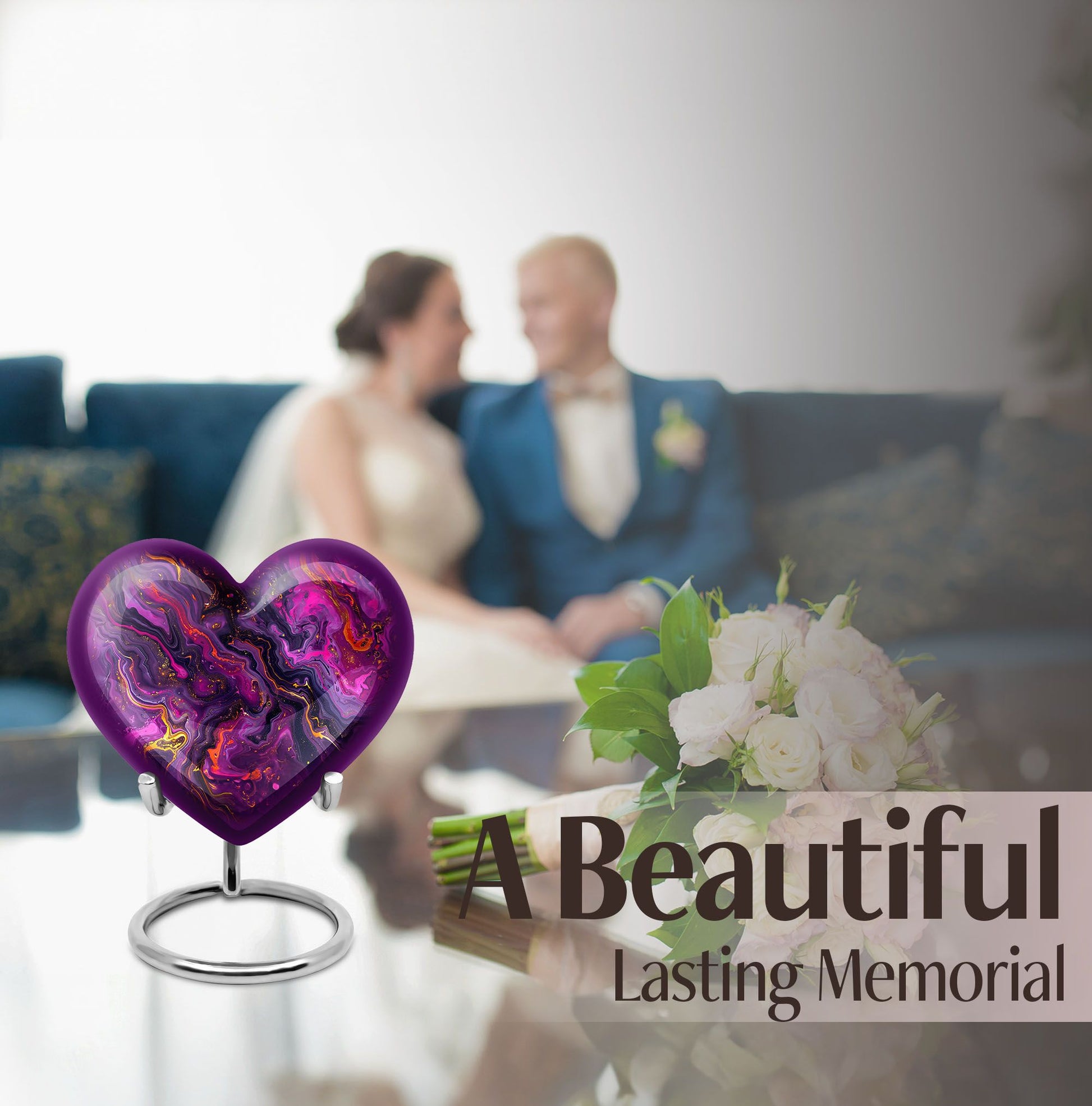 10-inch heart-shaped abstract urn made of aluminium