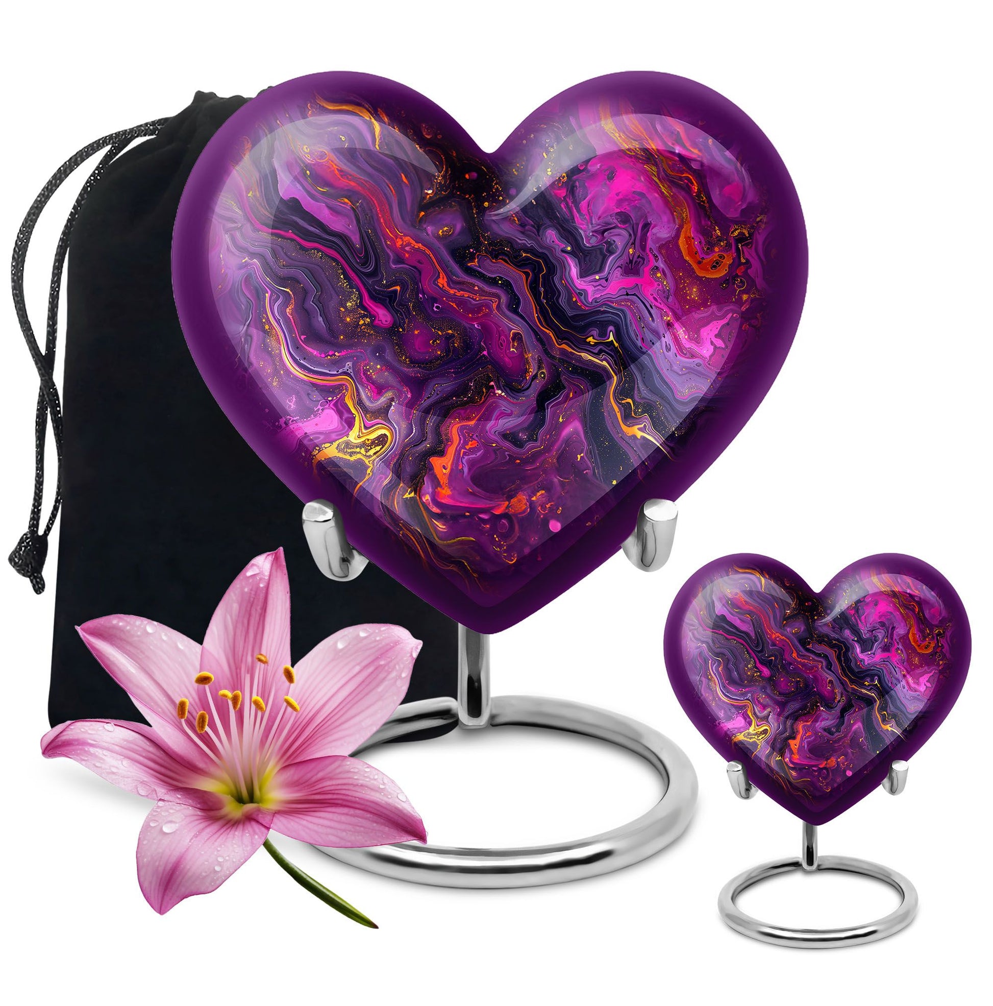 10-inch heart-shaped abstract urn made of aluminium