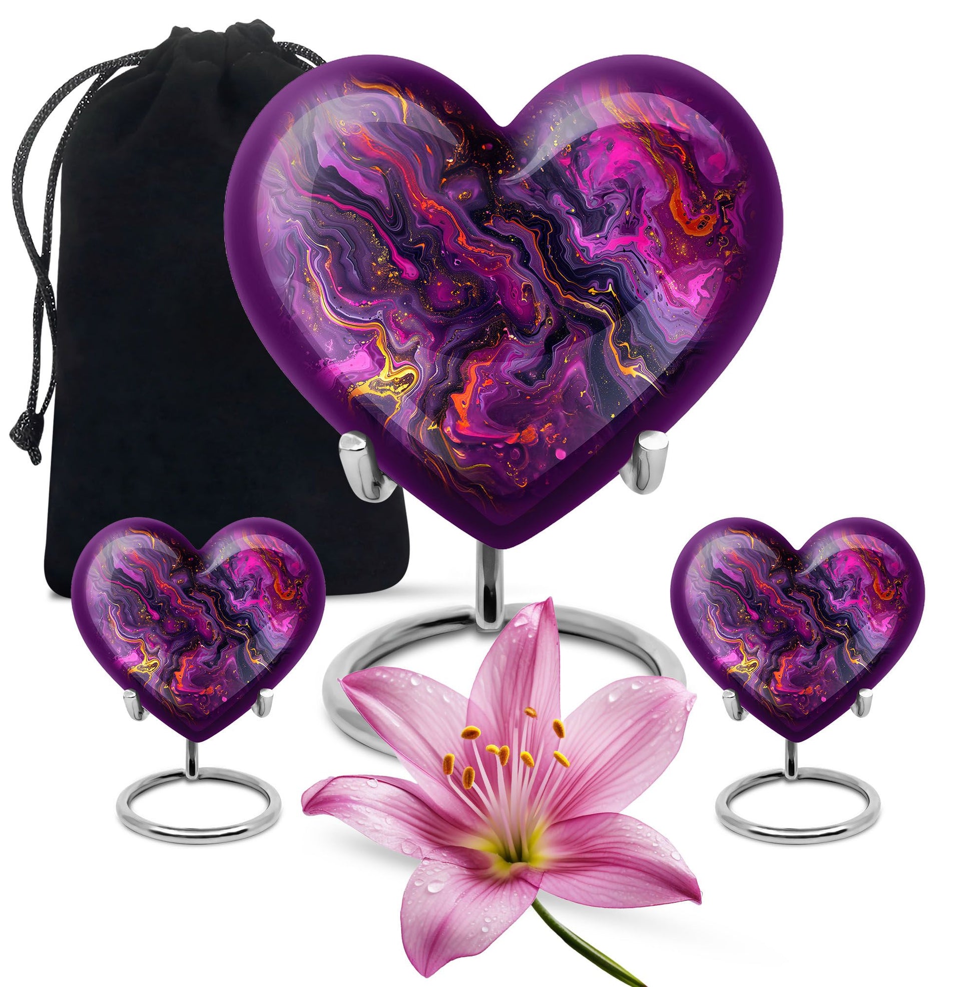 10-inch heart-shaped abstract urn made of aluminium