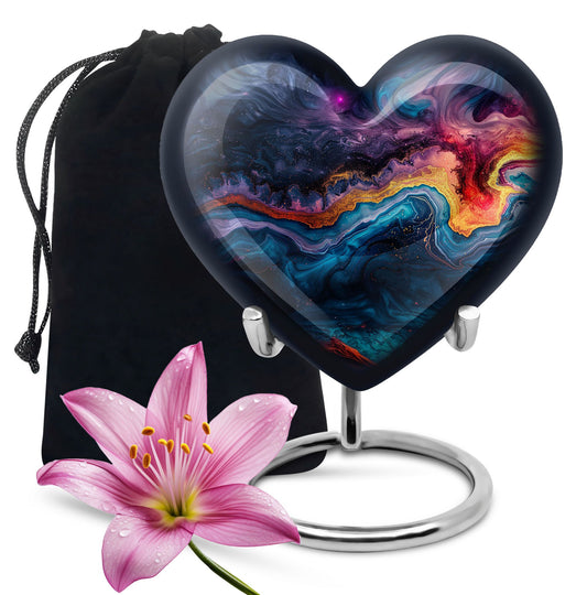 Abstract heart-shaped memorial urn for adult ashes