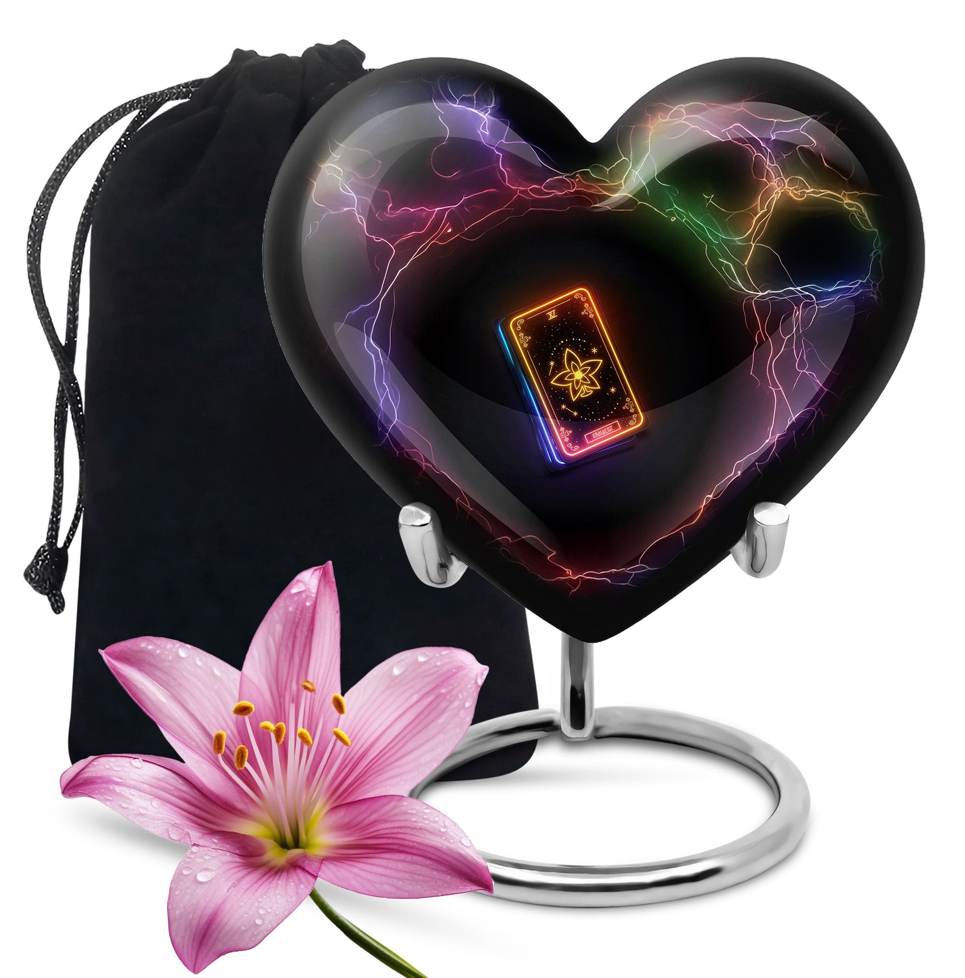 10-inch Heart Tarot Urn for human ashes, personalize with engraved names