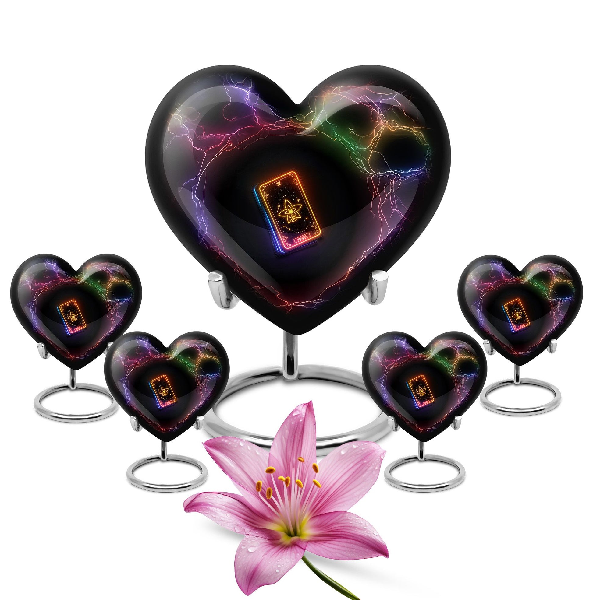 10-inch Heart Tarot Urn for human ashes, personalize with engraved names