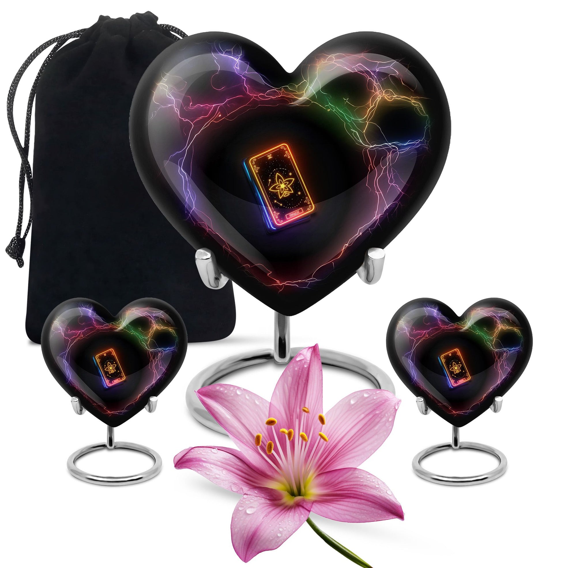 10-inch Heart Tarot Urn for human ashes, personalize with engraved names