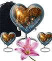 10-inch Tarot Urn, heart-shaped burial funeral urn for adult ashes, includes velvet pouch