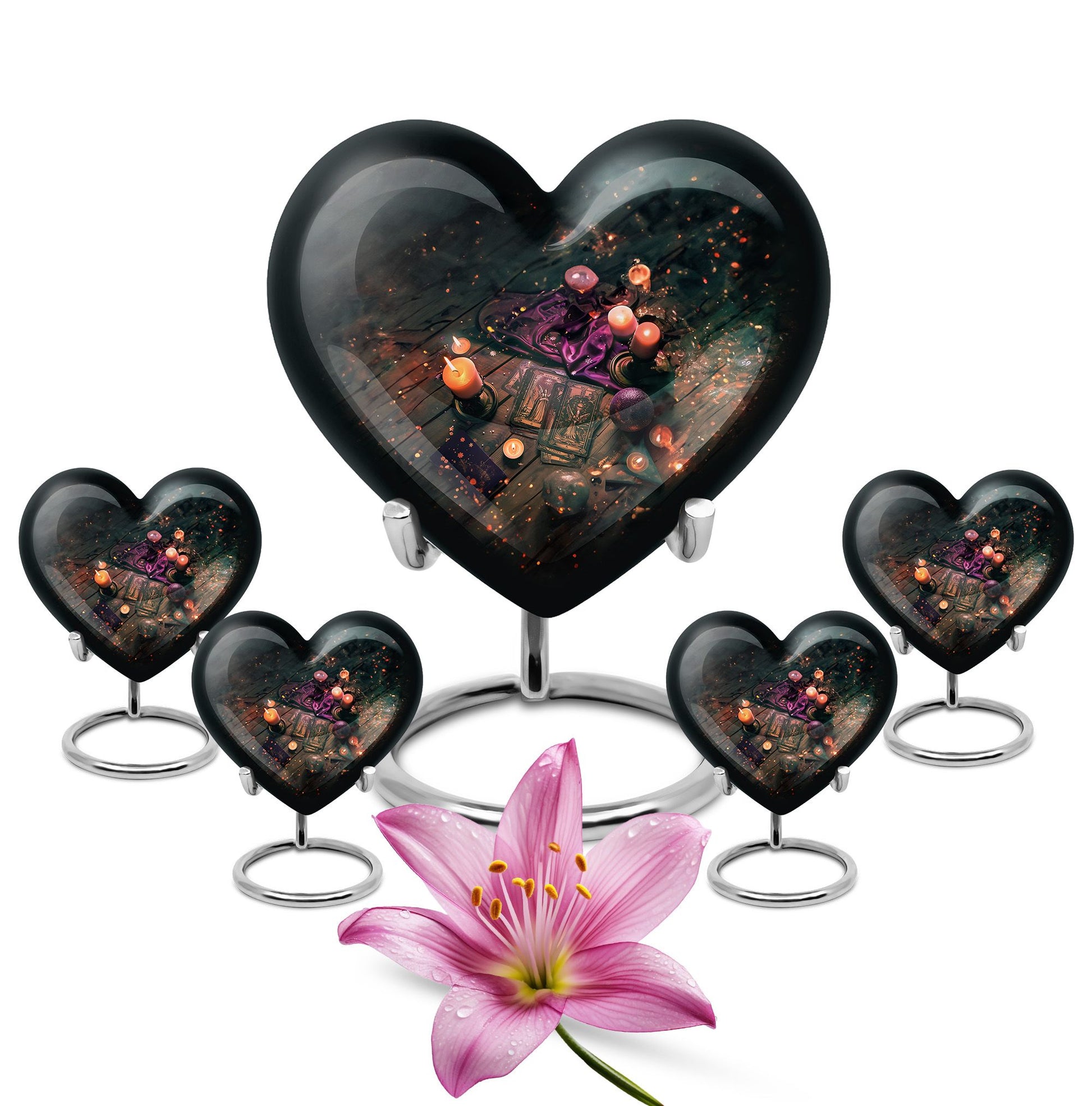 10-inch Tarot heart urn for burial funeral cremation, made of aluminum