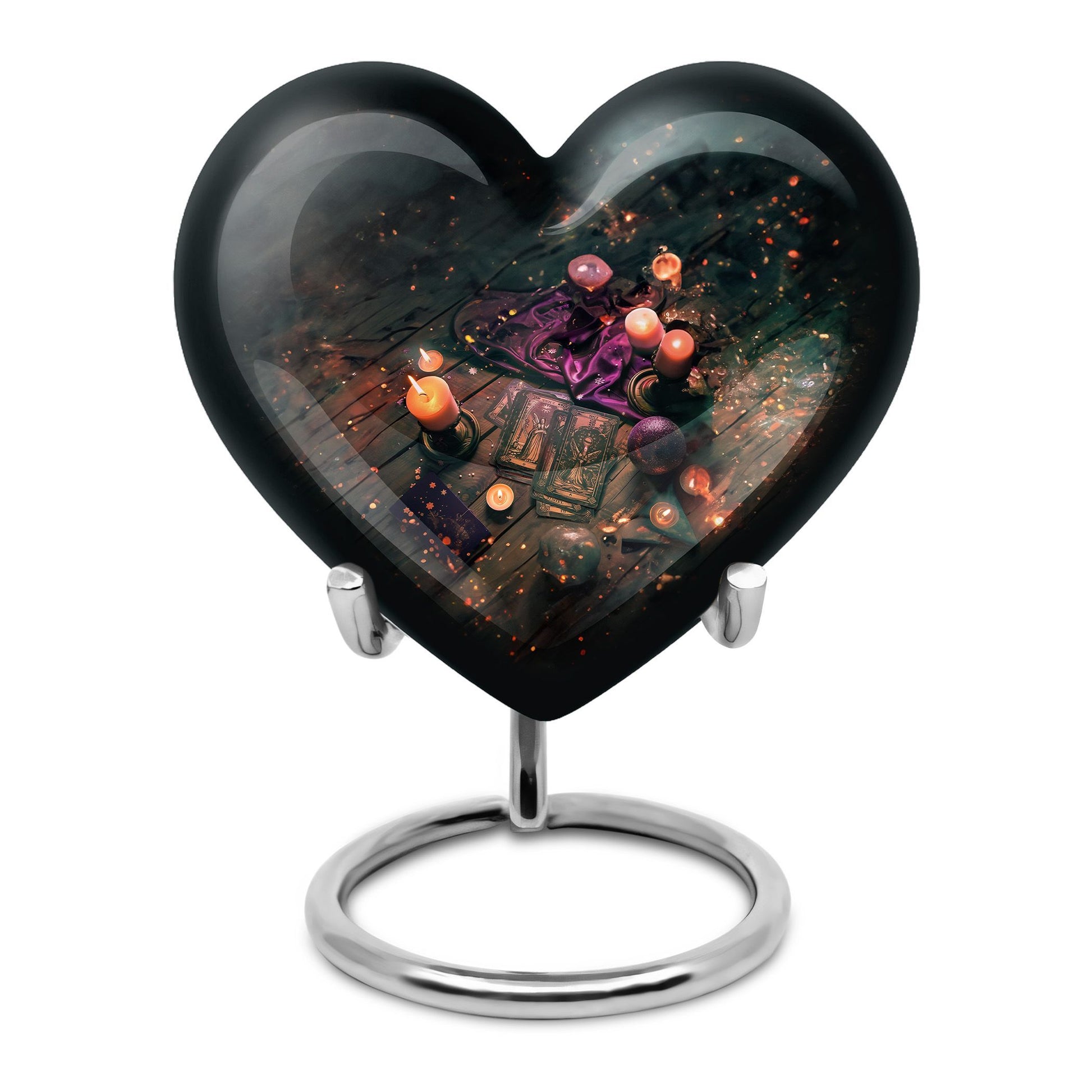 10-inch Tarot heart urn for burial funeral cremation, made of aluminum