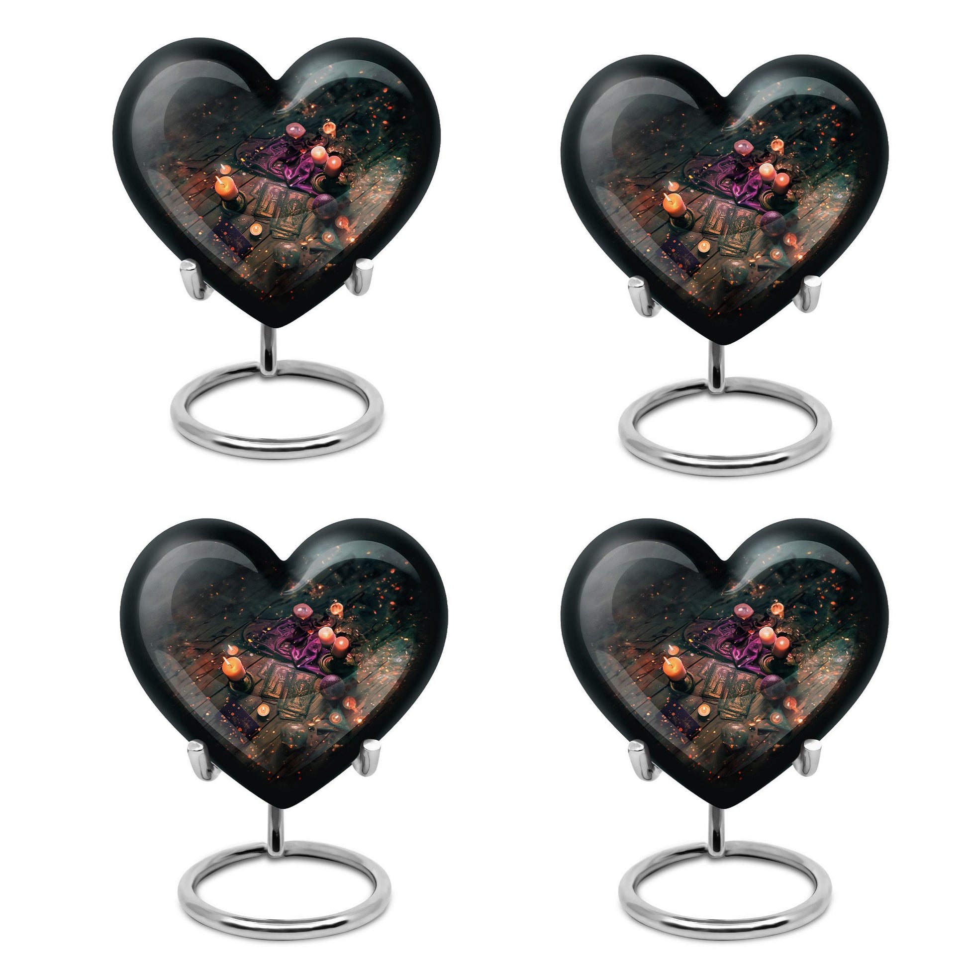 10-inch Tarot heart urn for burial funeral cremation, made of aluminum