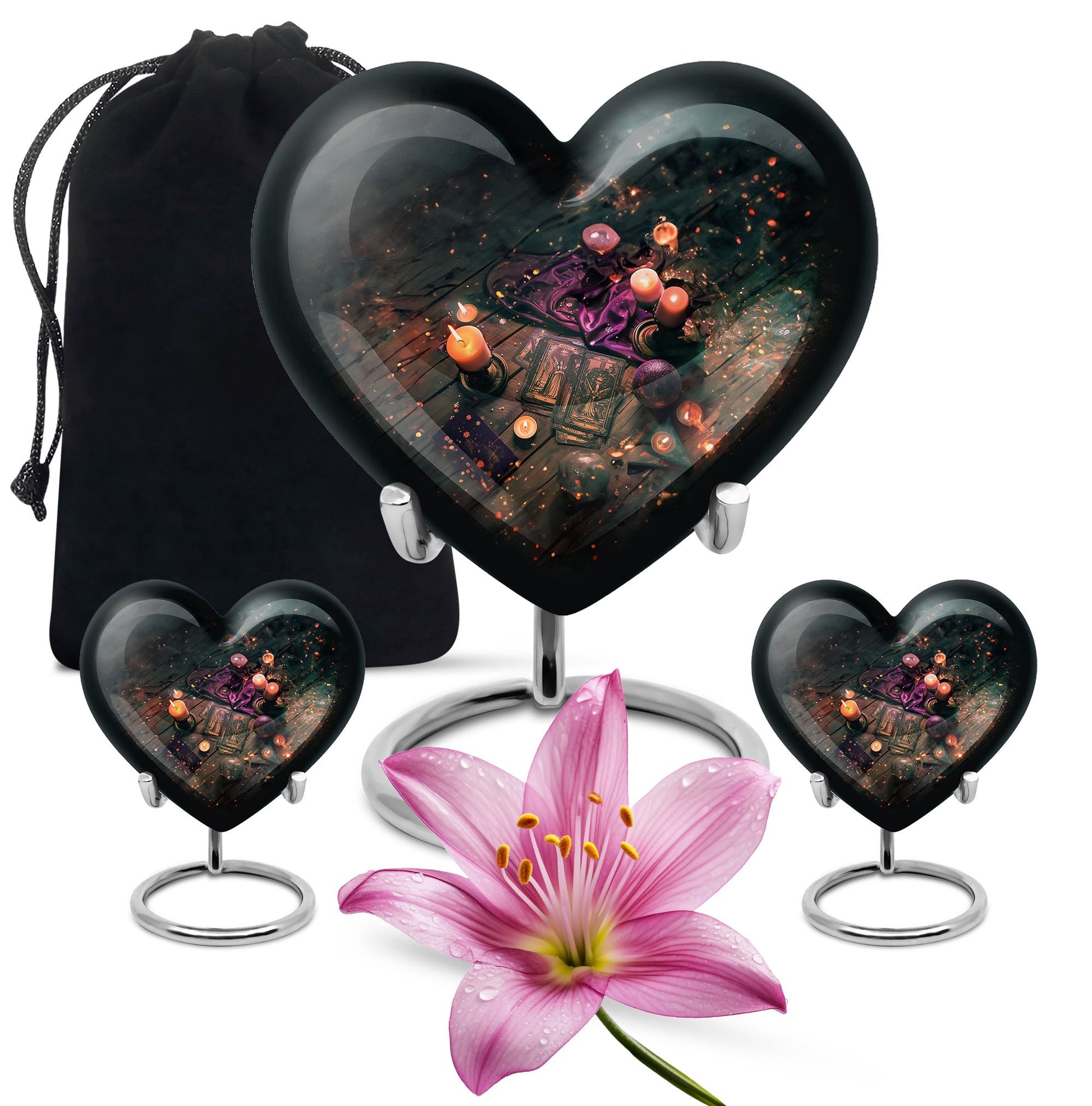 10-inch Tarot heart urn for burial funeral cremation, made of aluminum