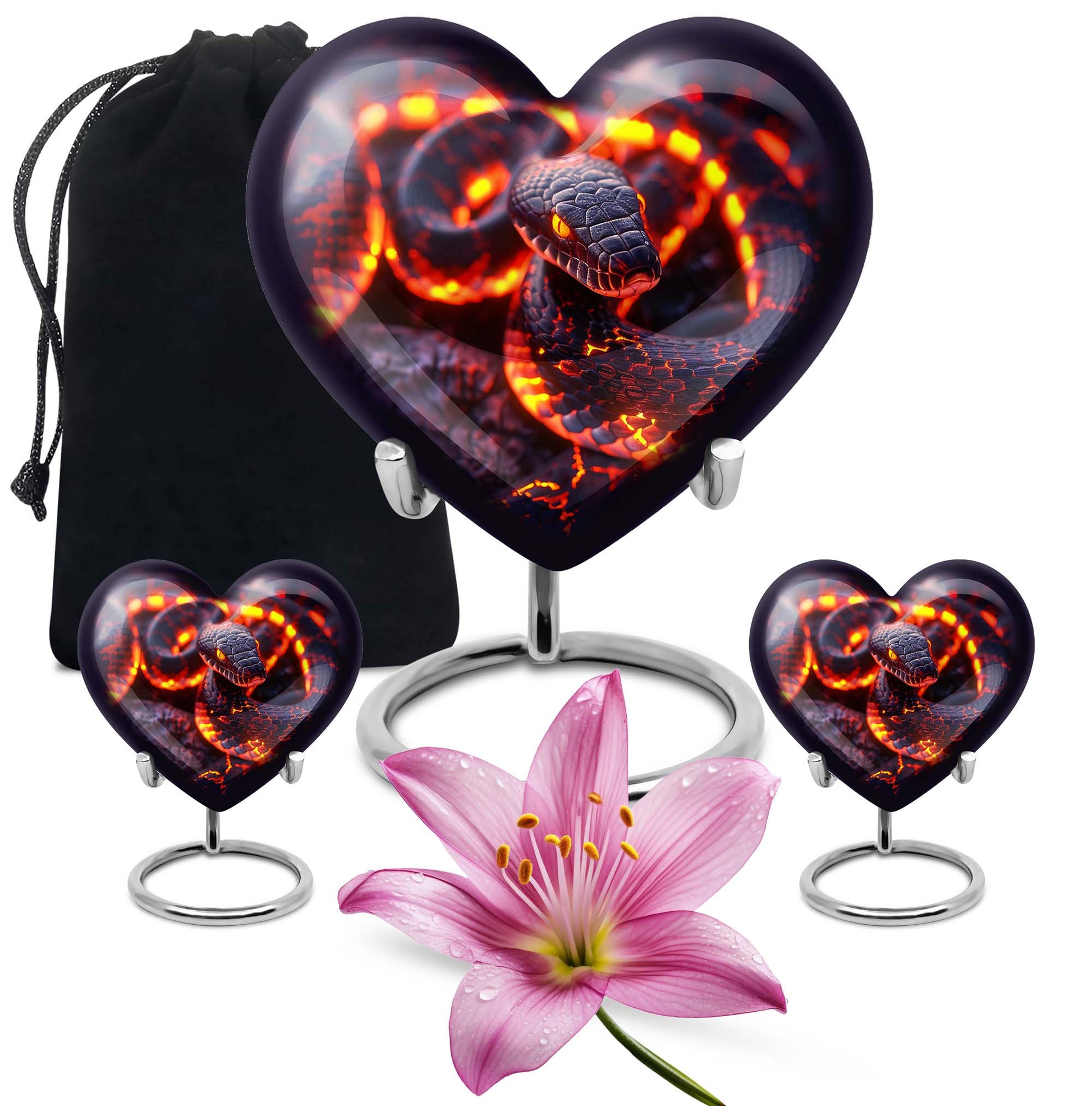 10-inch heart-shaped snake urn for adult ashes,