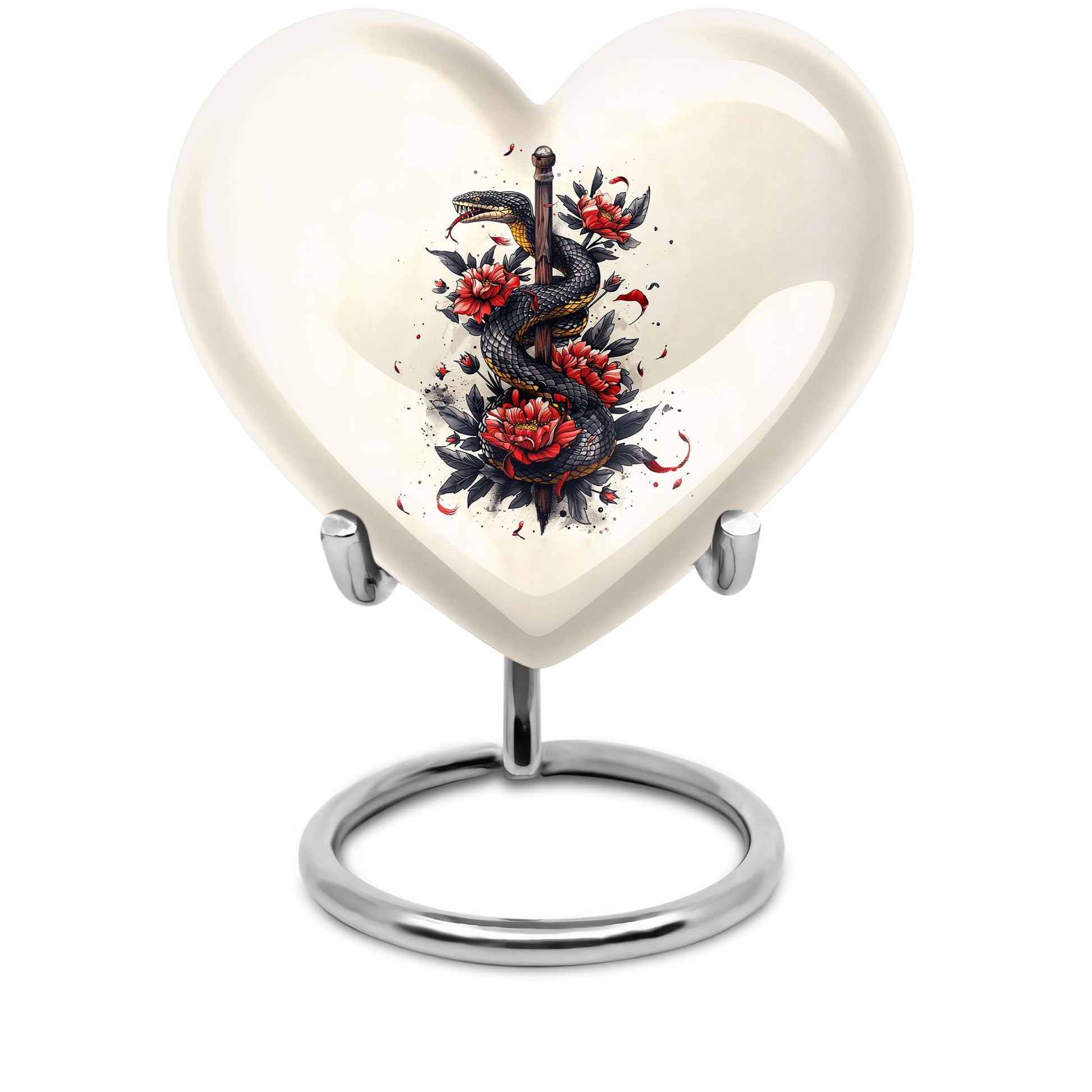 Large 10-inch heart-shaped snake urn