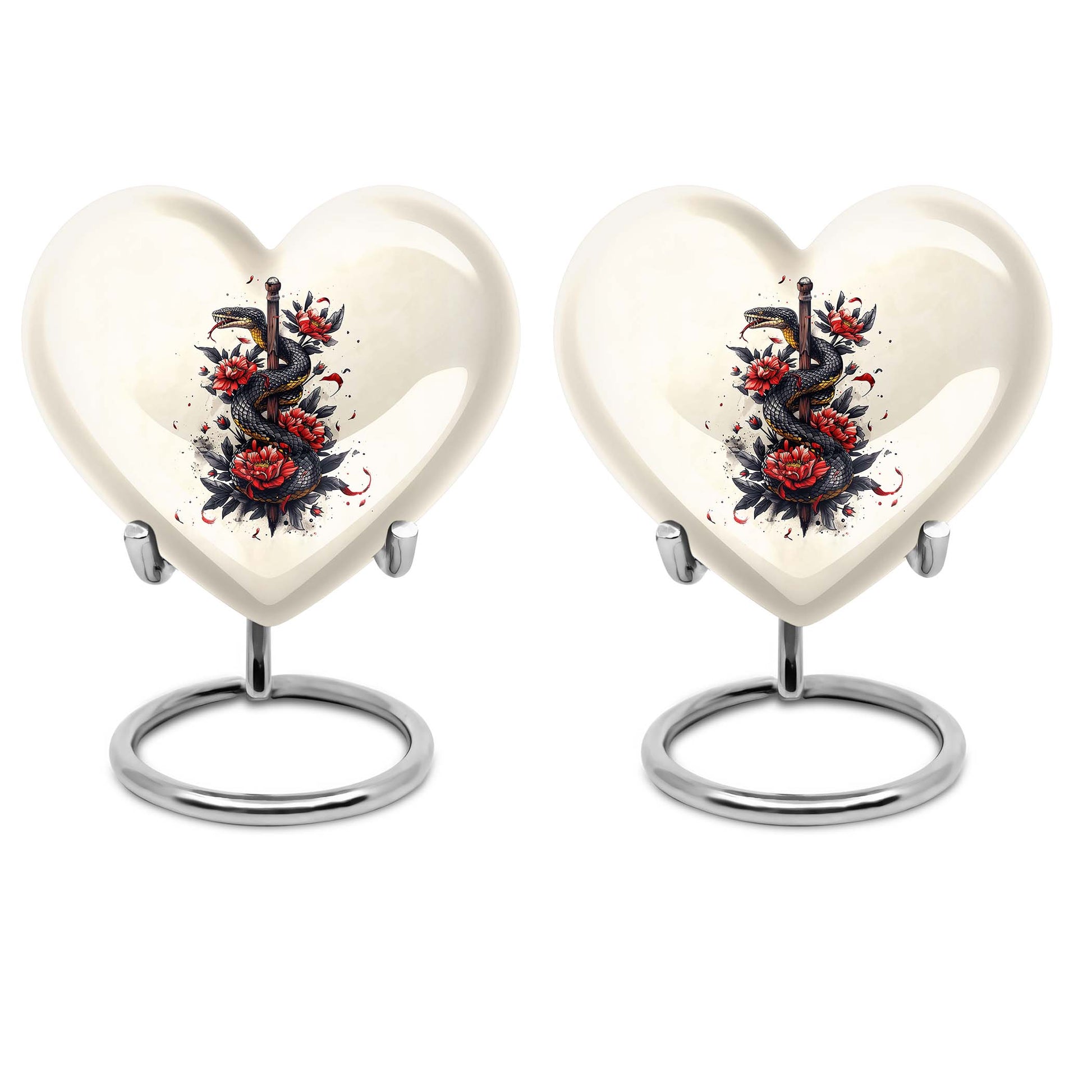 Large 10-inch heart-shaped snake urn