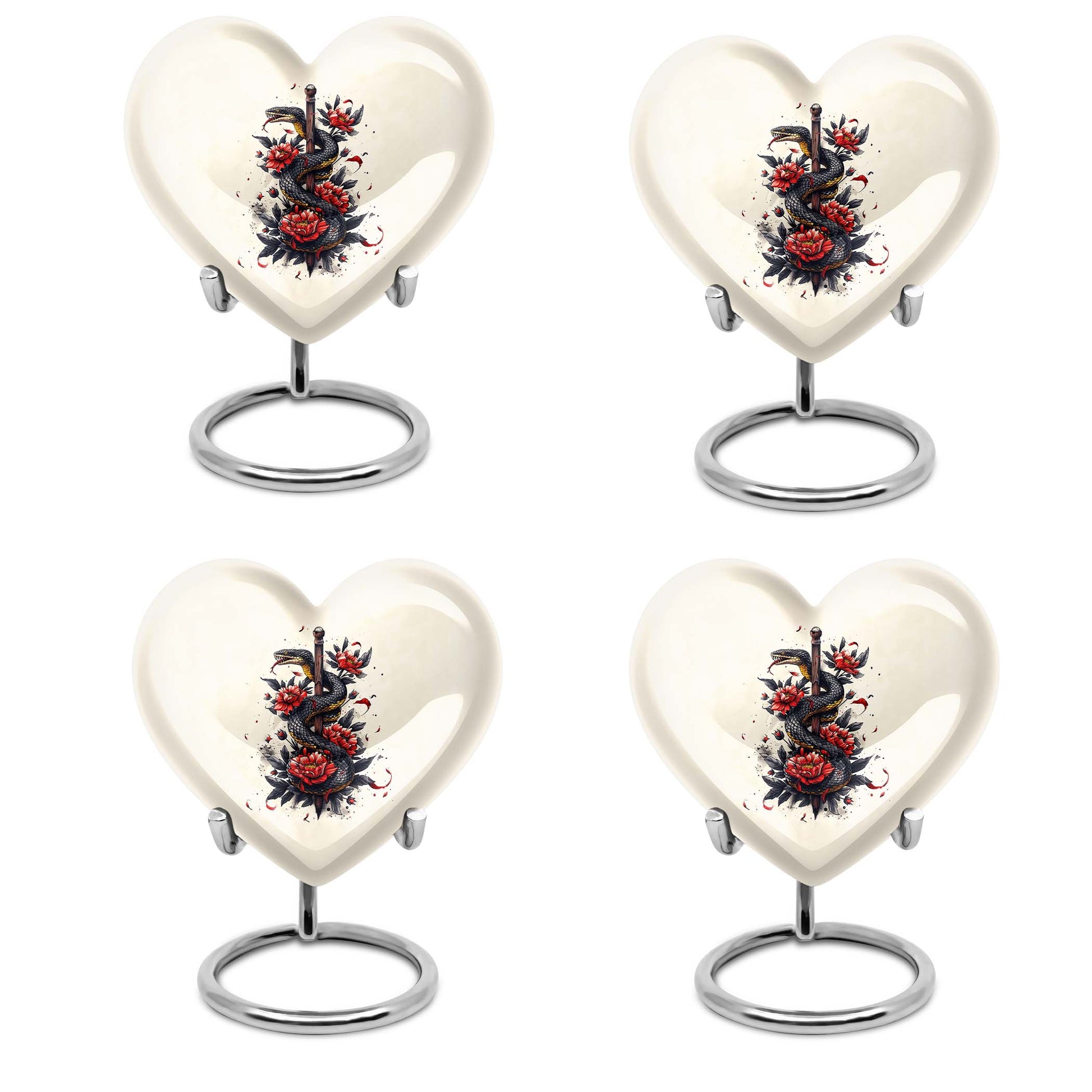 Large 10-inch heart-shaped snake urn