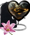 10-inch snake urn, heart-shaped memorial burial cremation urn with velvet pouch