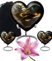 10-inch snake urn, heart-shaped memorial burial cremation urn with velvet pouch