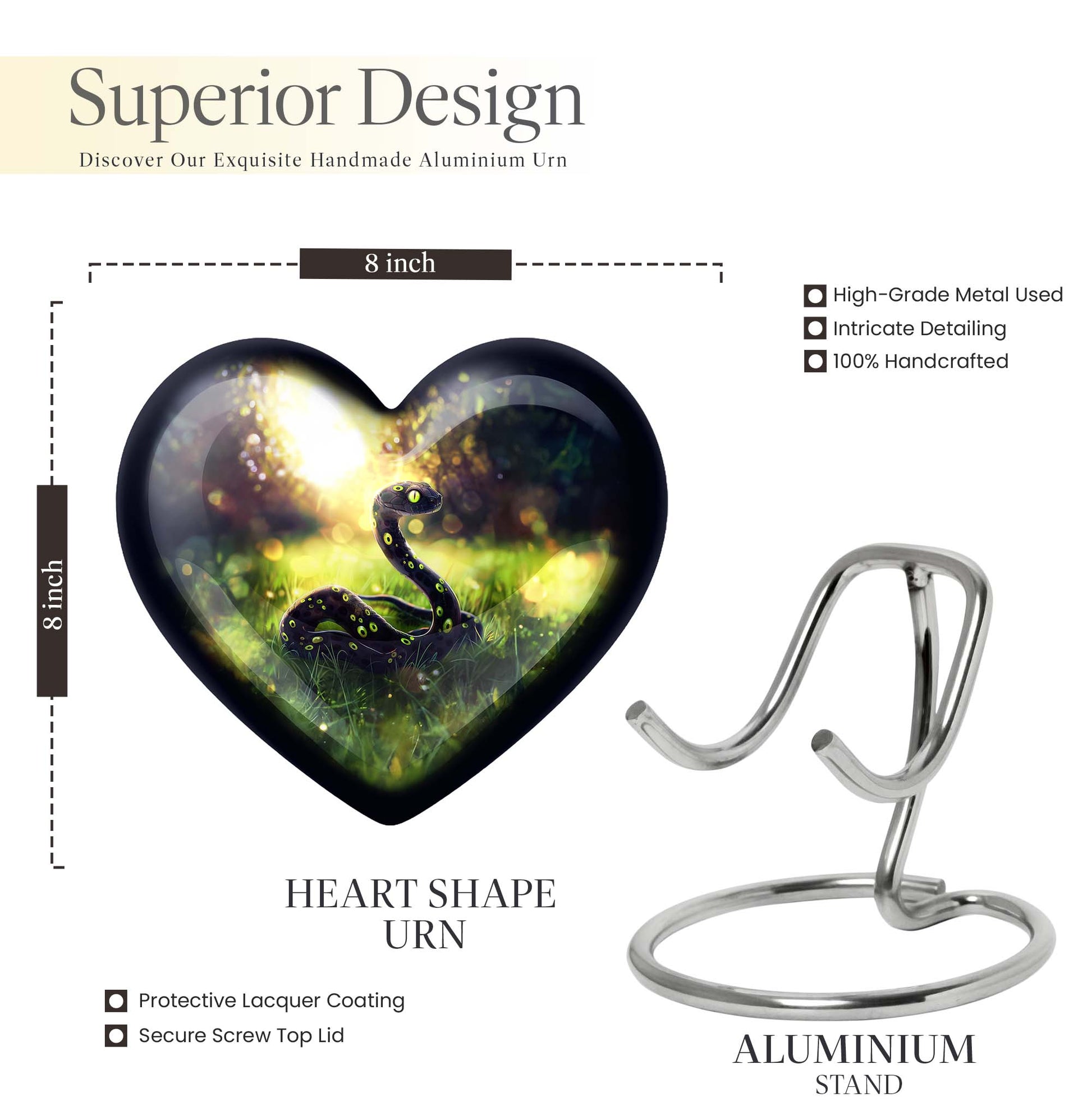 heart designed snake urn for women