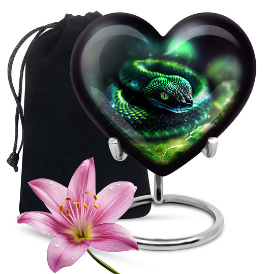 Heart-shaped snake urn for ashes