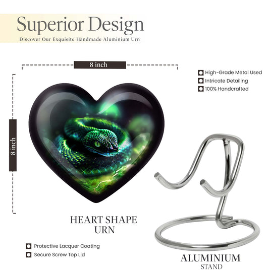 Heart-shaped snake urn for ashes