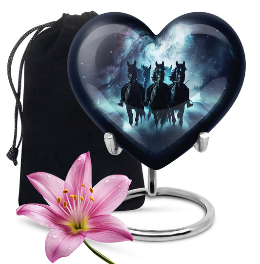 10-inch heart-shaped memorial horse urn, 