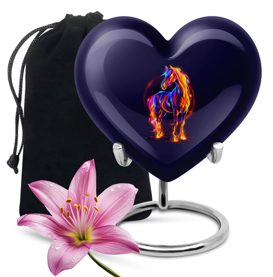 10-inch Abstract Heart Urn for horse ashes, 