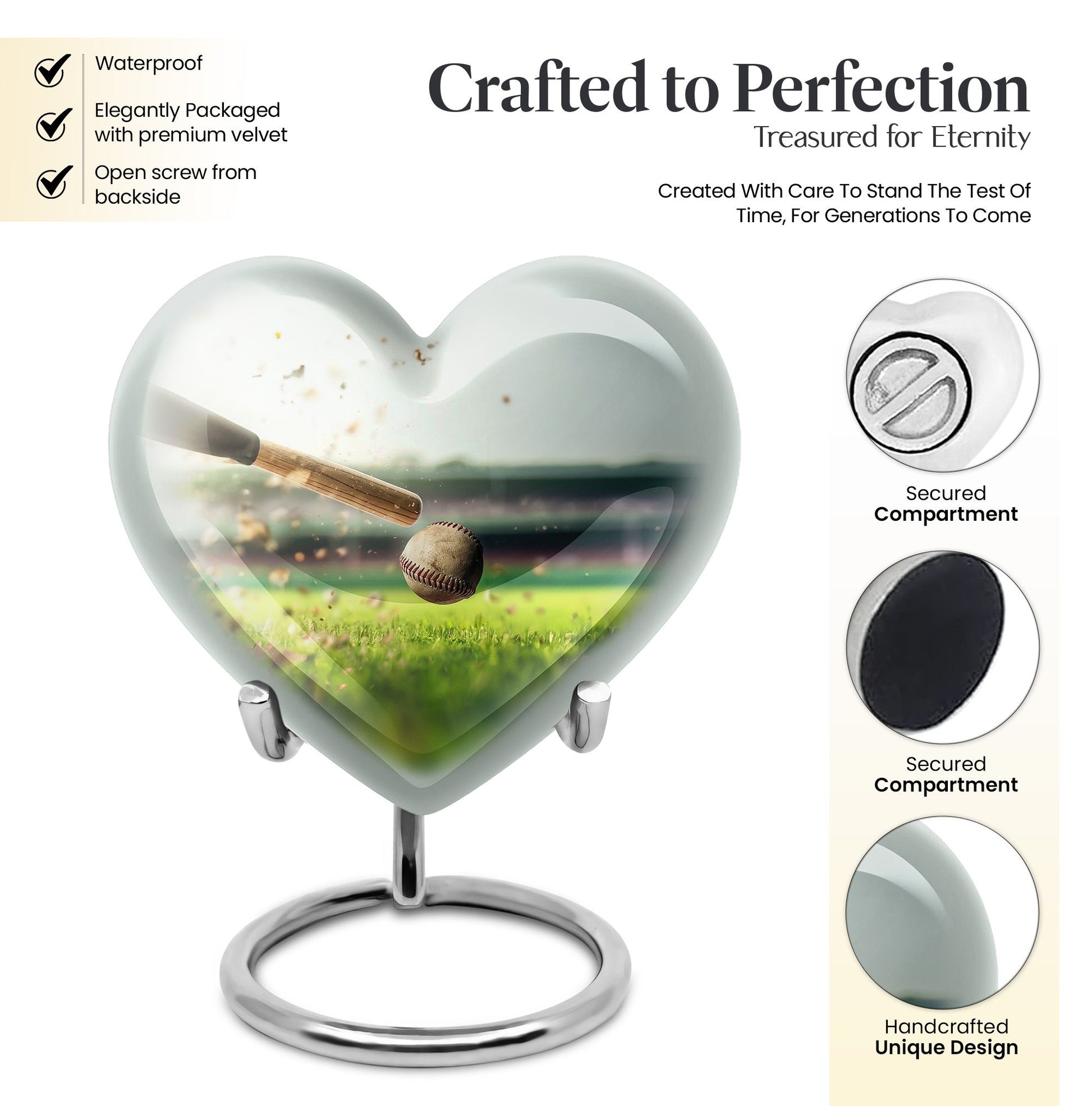 heart-shaped baseball urn