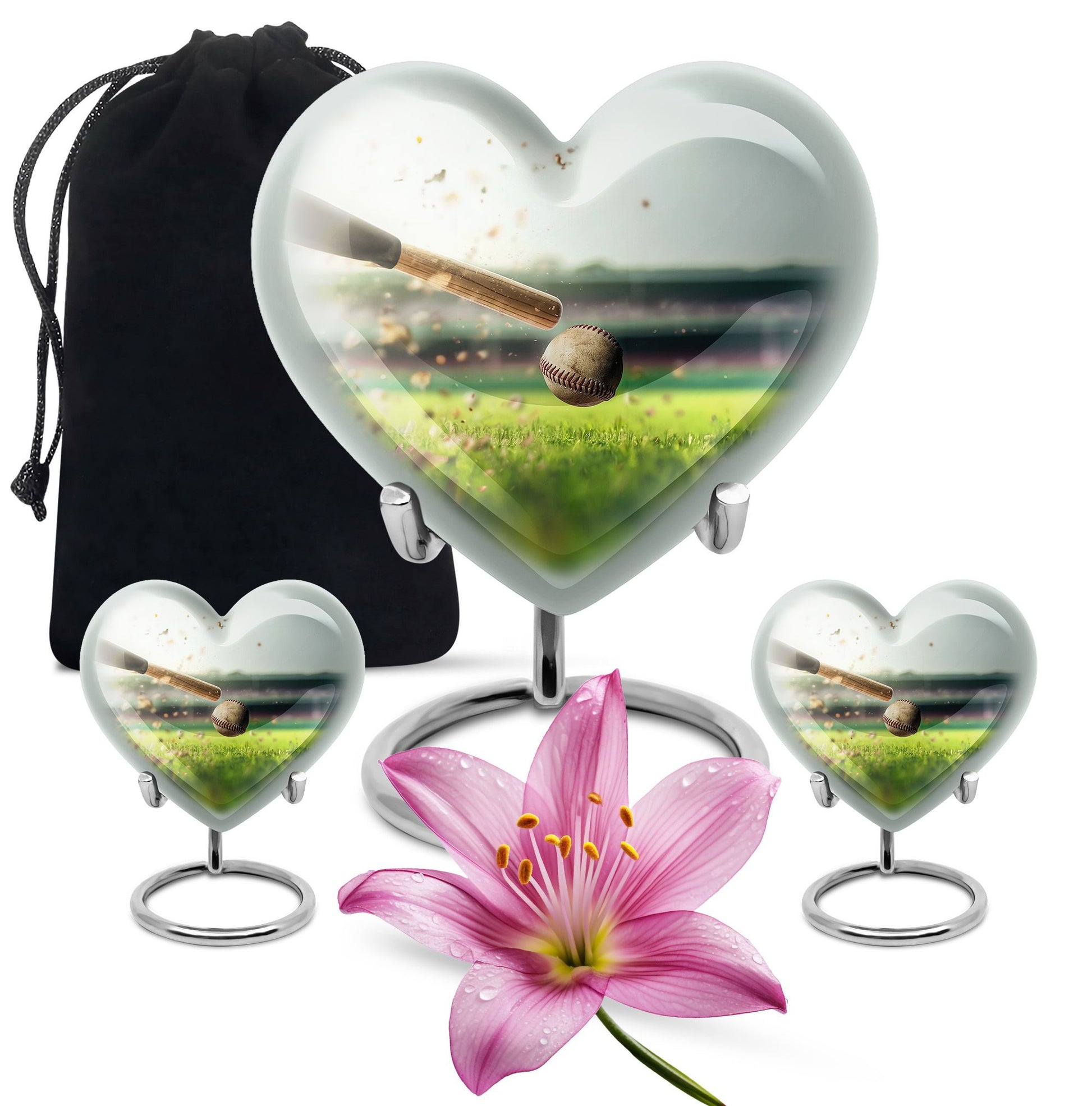 heart-shaped baseball urn