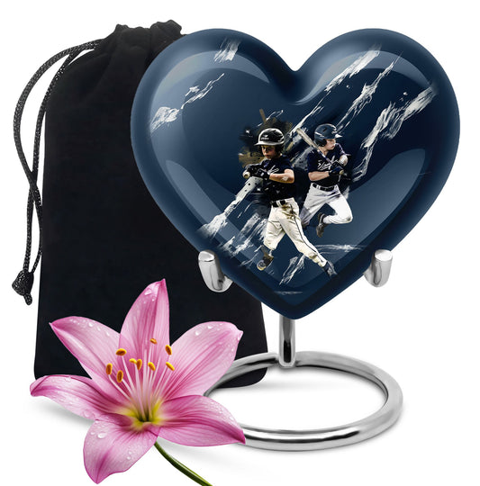 heart-shaped baseball urn for buria