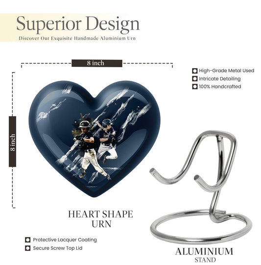 heart-shaped baseball urn for buria