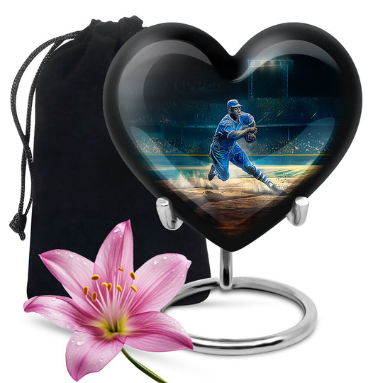 heart-shaped baseball urn