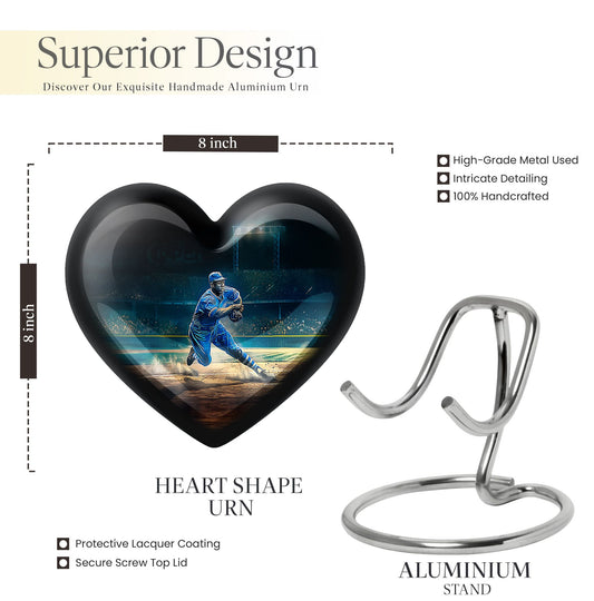 heart-shaped baseball urn