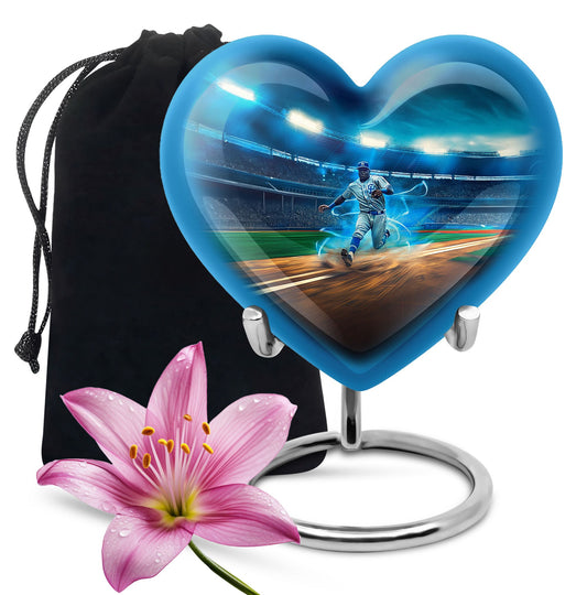 10-inch abstract heart-shaped aluminium baseball urn 