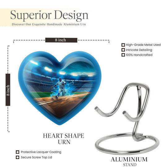 10-inch abstract heart-shaped aluminium baseball urn 