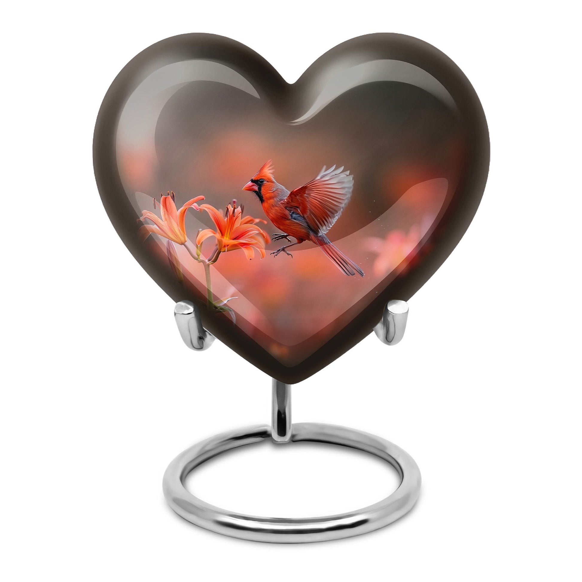 Heart Cardinal Bird Urn