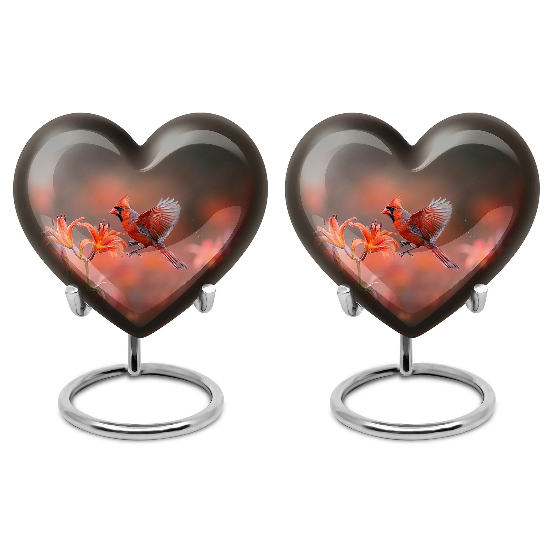 Heart Cardinal Bird Urn