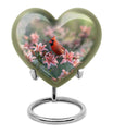 heart designed Cardinal Bird Urn for adult human ashes