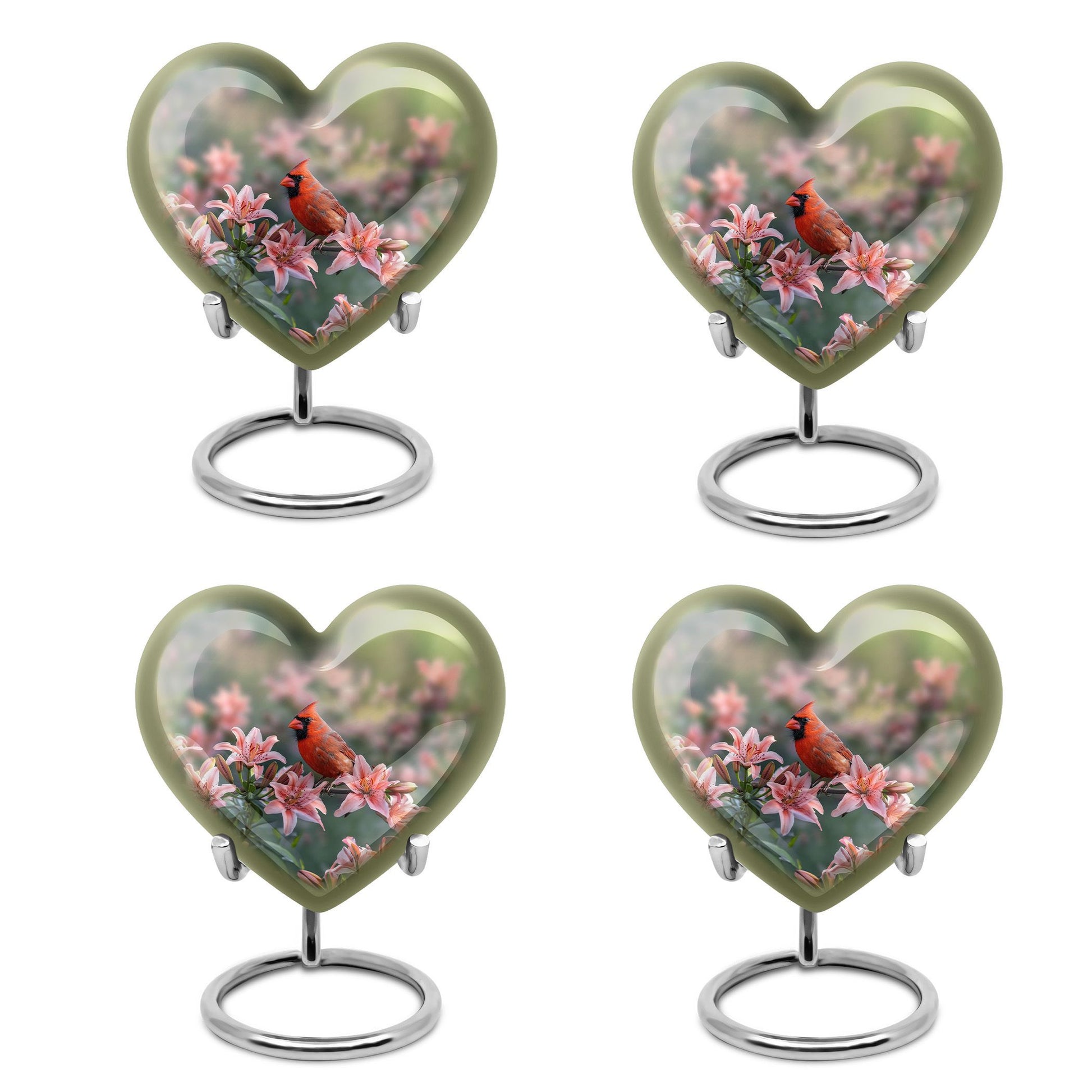 heart designed Cardinal Bird Urn for adult human ashes