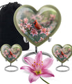 heart designed Cardinal Bird Urn for adult human ashes