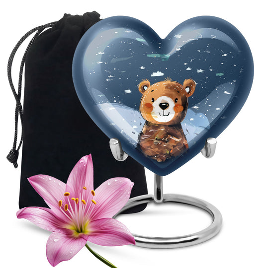 heart shaped bear urn