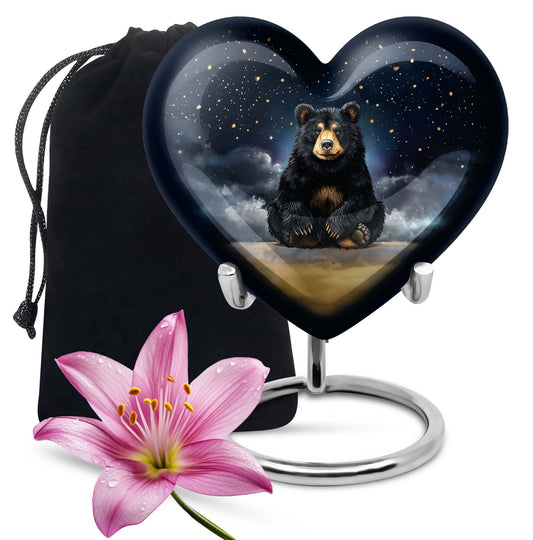 10-inch heart design bear urn for memorial burial,