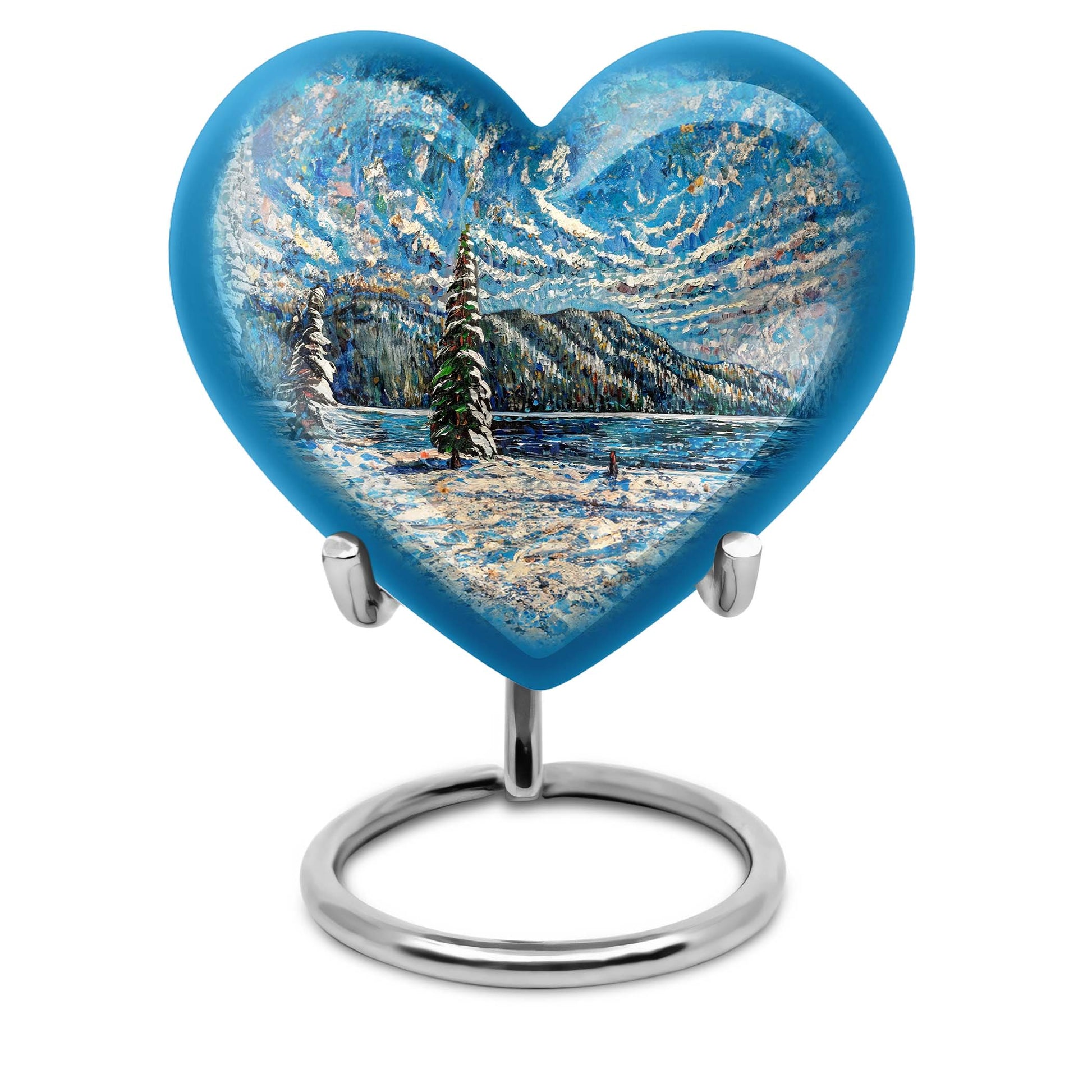 10-inch large heart Mountains Urn for adult ashes, c