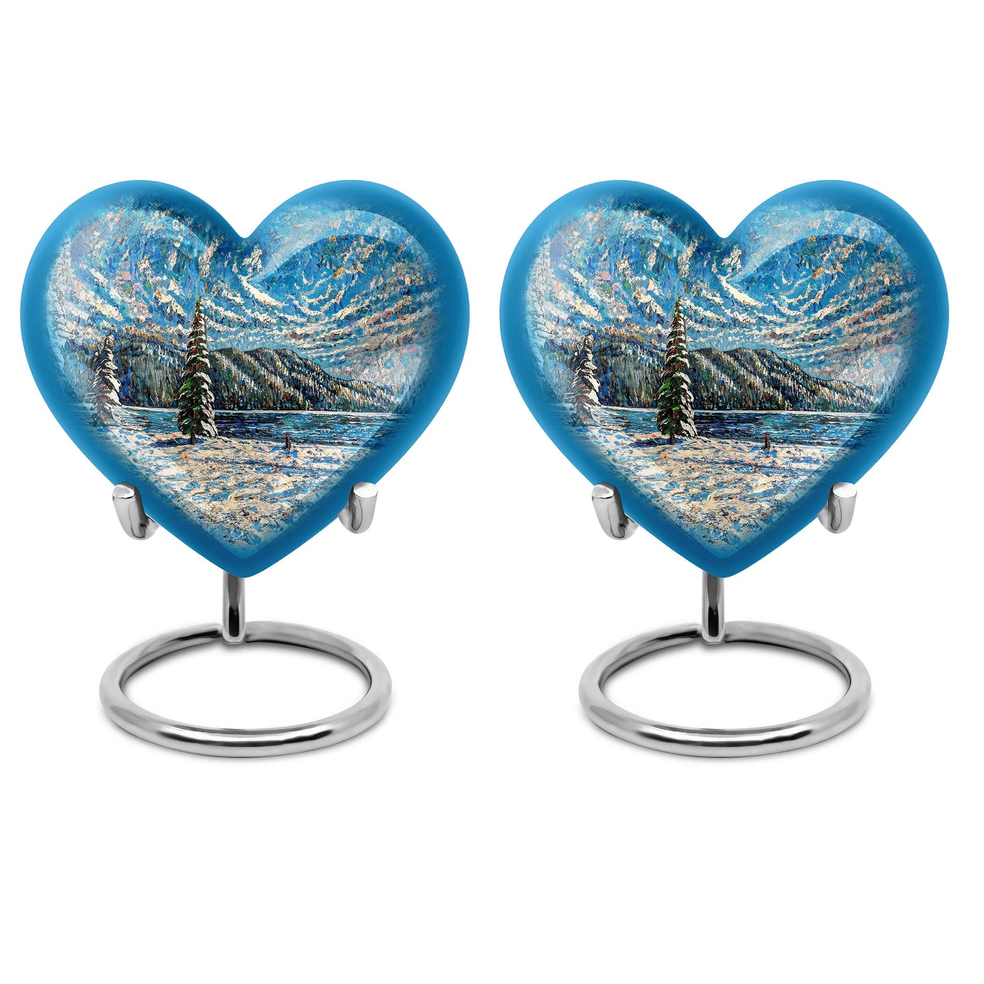 10-inch large heart Mountains Urn for adult ashes, c