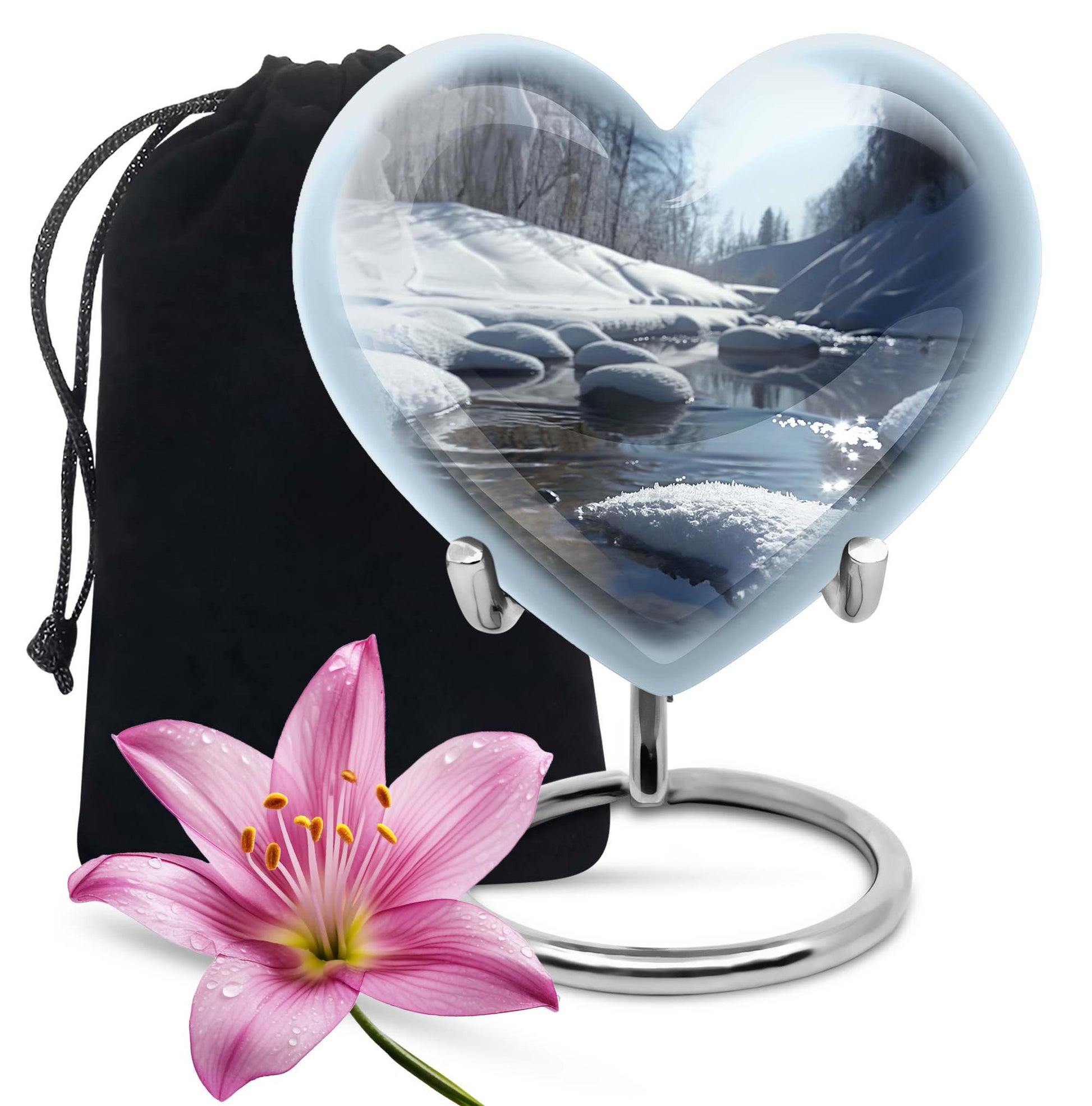 10-inch Mountains Urn, heart-shaped modern