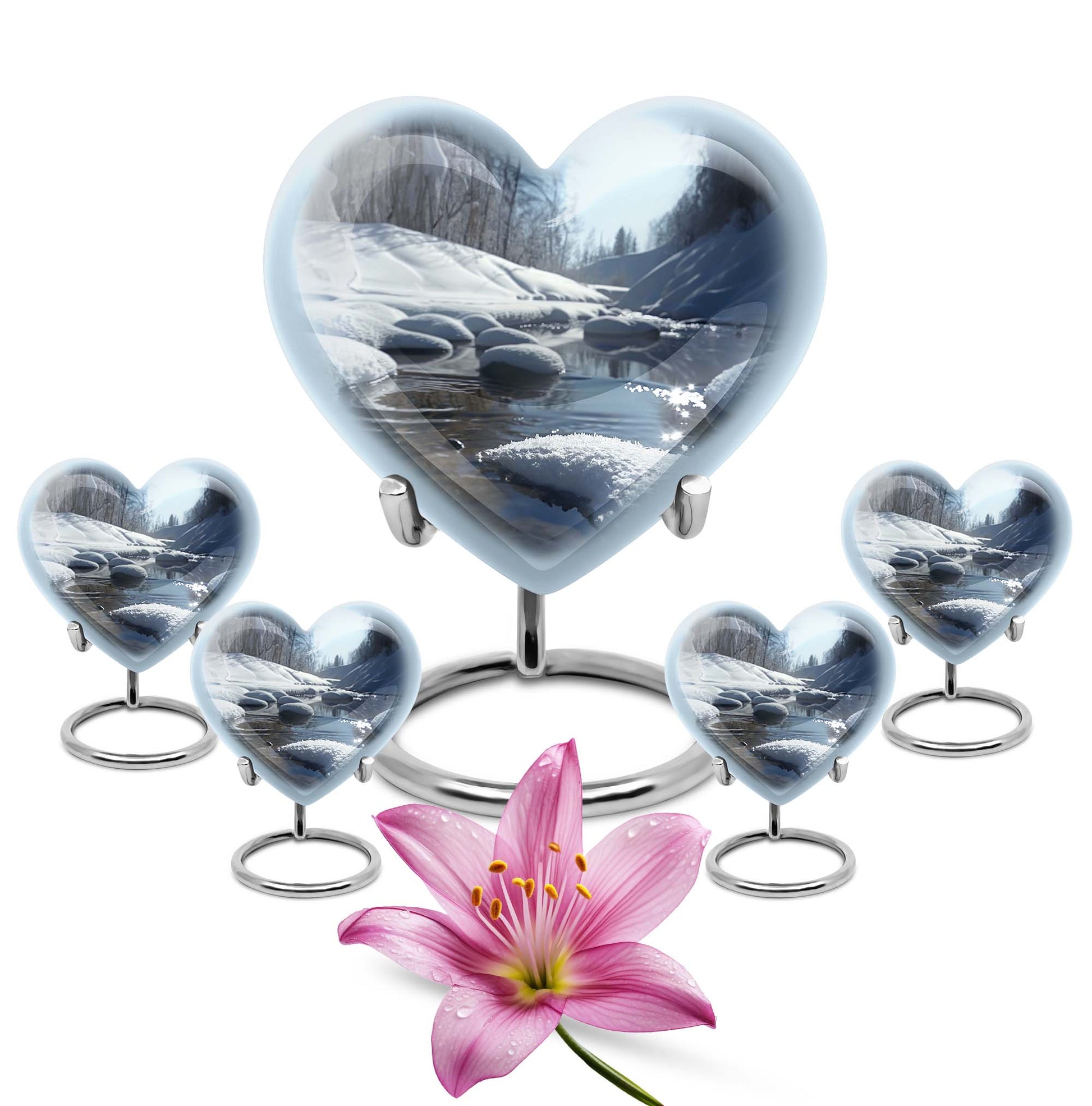 10-inch Mountains Urn, heart-shaped modern