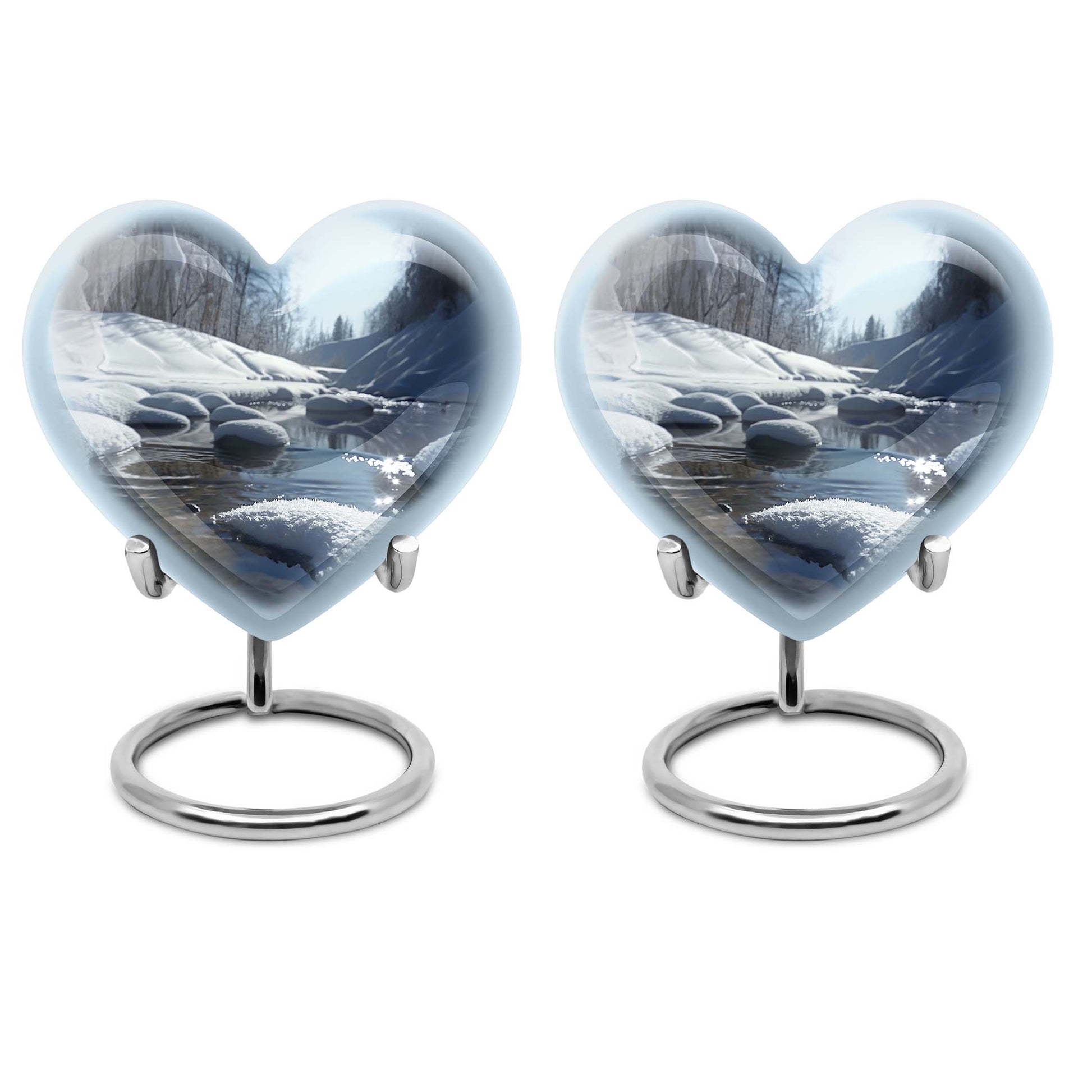 10-inch Mountains Urn, heart-shaped modern