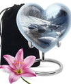 10-inch Mountains Urn, heart-shaped modern