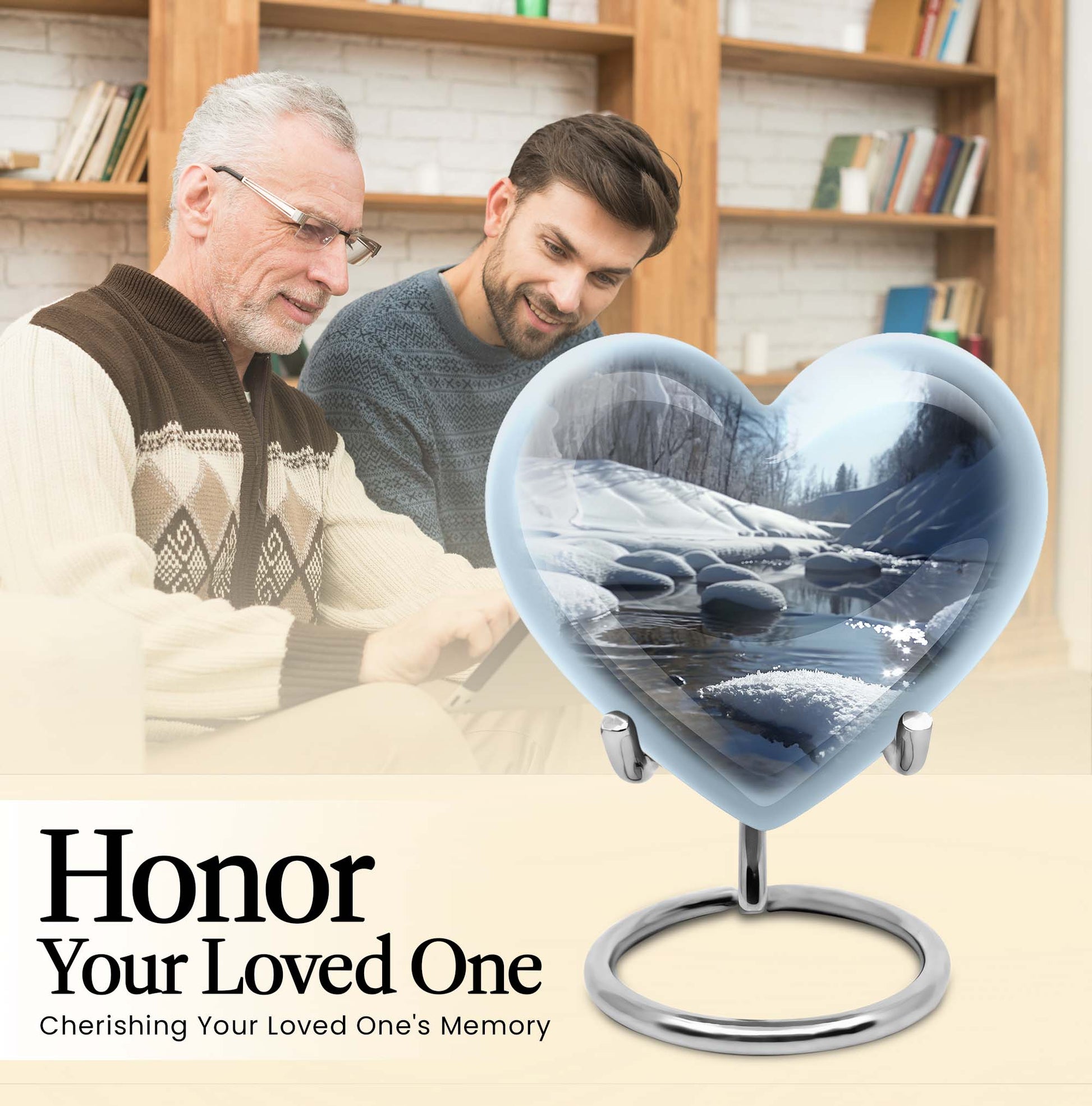 10-inch Mountains Urn, heart-shaped modern